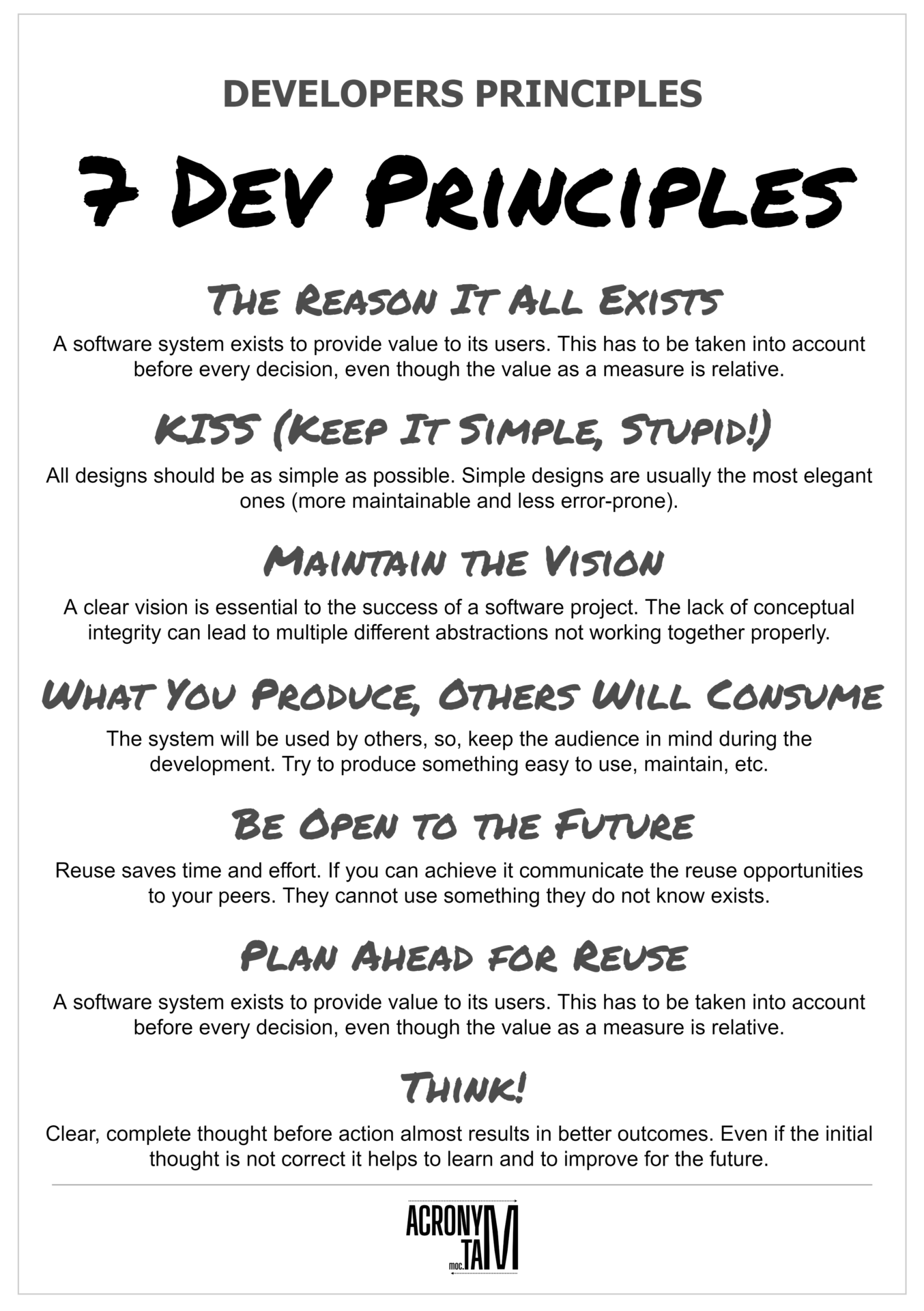 Seven Principles for Software Development
