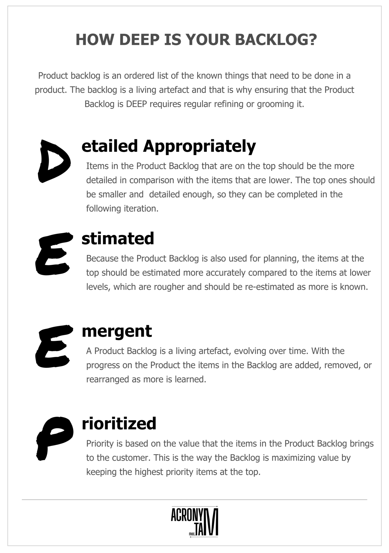 DEEP Product Backlog